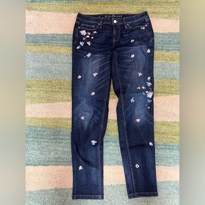 WHBM, Floral embroidered jeans, size 2